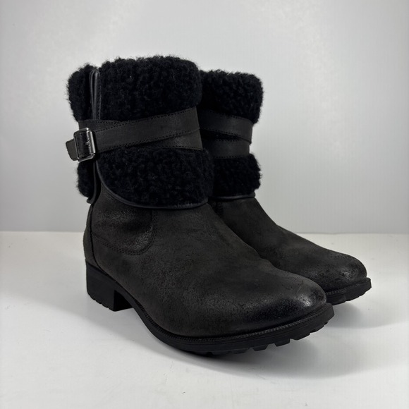 UGG Blayre III Women's US 9.5 Black Waterproof Leather Sheepskin Boots 1095153 - Picture 13 of 16